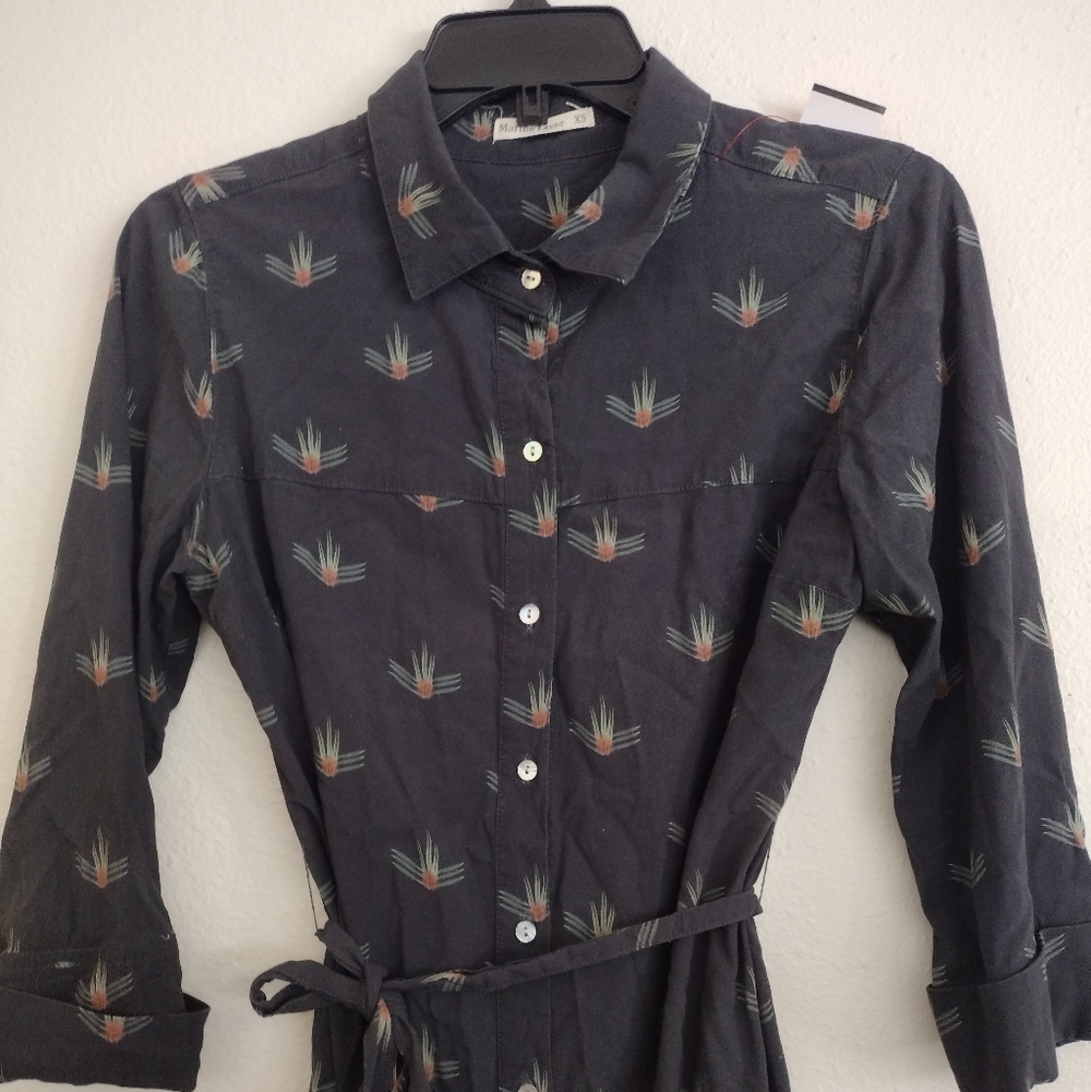 Marine Layer Black Button Down Art Deco Geometric Print Size XS - Picture 3 of 14
